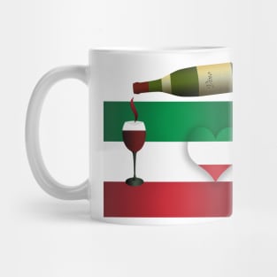 Italian Flag With Red Wine And Heart Mug